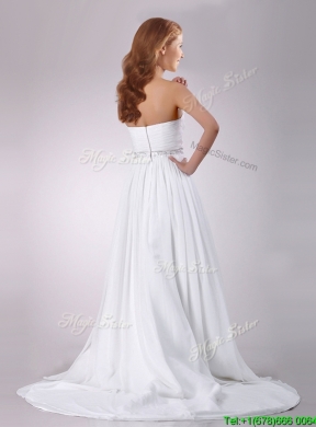 The Brand New Sweetheart Brush Train Beaded Wedding Dress in Chiffon