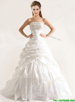 Beautiful A Line Beaded and Ruffled Wedding Dresses with Taffeta