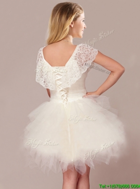 Fashionable High Low Detachable Wedding Dresses with Lace and Ruffles