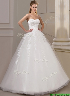 Gorgeous Ball Gown Court Train Wedding Dresses with Appliques and Ruching