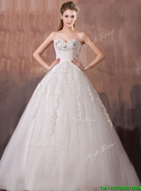 Lovely A Line Sweetheart Wedding Dresses with Beading and Appliques