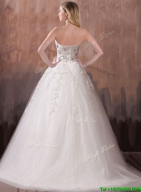 Lovely A Line Sweetheart Wedding Dresses with Beading and Appliques