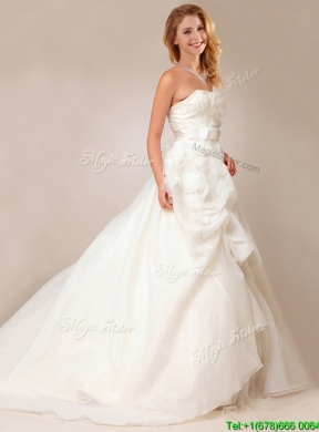 Lovely Princess Bowknot and Ruffled Wedding Dresses with Court Train