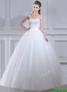 Popular Ball Gown Wedding Dresses with Beading and Sashes