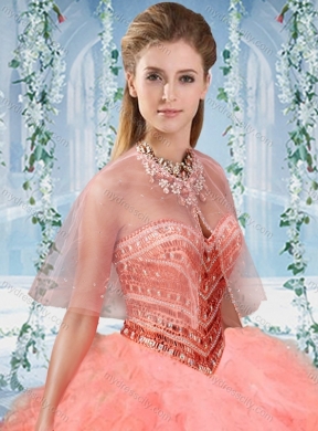 Artistic Gradient Color Big Puffy 2016 Quinceanera Dresses with Beading and Ruffles