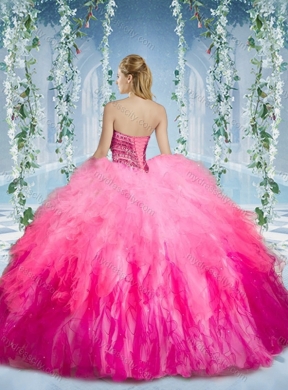 Artistic Gradient Color Big Puffy 2016 Quinceanera Dresses with Beading and Ruffles