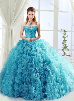 Artistic Rolling Flowers Brush Train Best Quinceanera Dresses with Beading