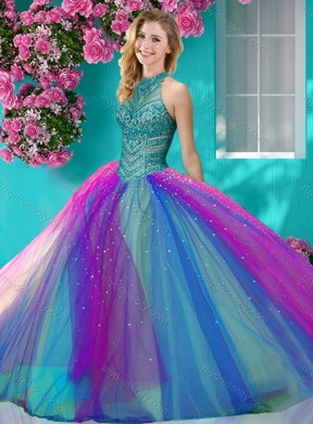 Exclusive Halter Top Really Puffy 2016 Quinceanera Dresses with Beading and Appliques