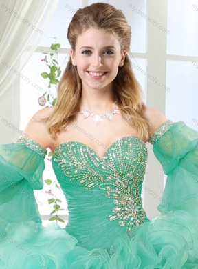 Exquisite Beaded Big Puffy Detachable 2016 Quinceanera Dresses with Brush Train