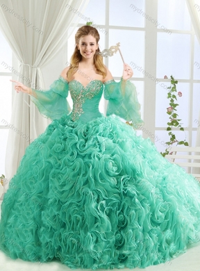 Exquisite Beaded Big Puffy Detachable 2016 Quinceanera Dresses with Brush Train