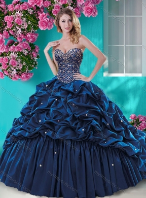 Fashionable Beaded and Ruffled Quinceanera Dress with Brush Train