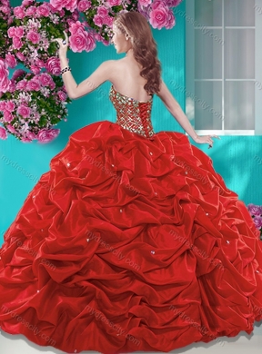 Fashionable Beaded and Ruffled Quinceanera Dress with Brush Train