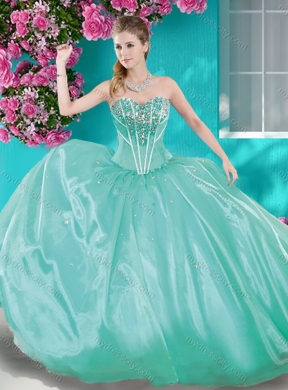 Beaded Bodice Aqua Blue Classic Quinceanera Dresses with Removable Skirt