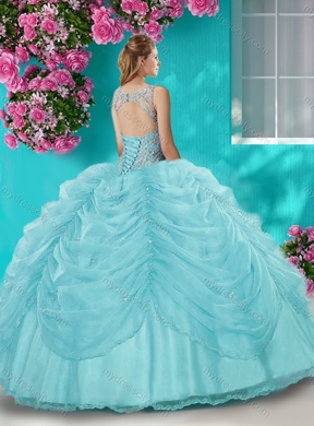 Classical Big Puffy Champagne Quinceanera Dress with Beading and Bubbles