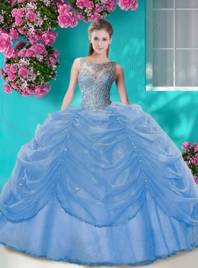 Classical Big Puffy Champagne Quinceanera Dress with Beading and Bubbles