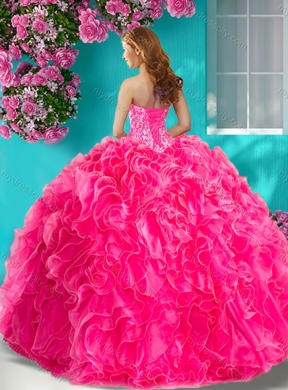 Pretty Beaded and Ruffled Big Puffy Best Quinceanera Dresses with Halter Top