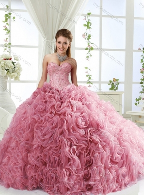 Romantic Beaded and Rolling Flowers Detachable Quinceanera Skirts with Brush Train