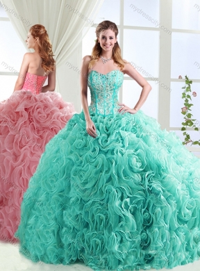 Visible Boning Beaded and Applique Classic Quinceanera Dresses in Rolling Flowers