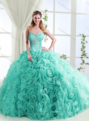 Visible Boning Beaded and Applique Classic Quinceanera Dresses in Rolling Flowers