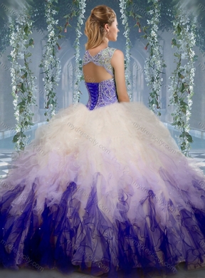 Exclusive Beaded and Ruffled Organza Pretty Quinceanera Dresses in Gradient Color