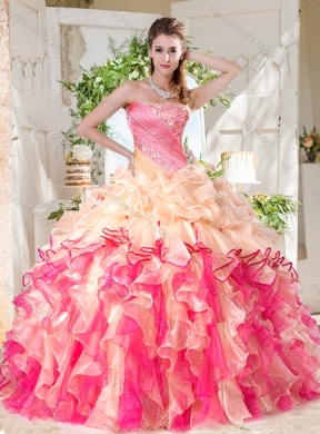 Cheap Big Puffy Colorful Pretty Quinceanera Dress with Beading and Ruffles