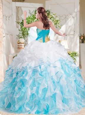 Cheap Big Puffy Colorful Pretty Quinceanera Dress with Beading and Ruffles