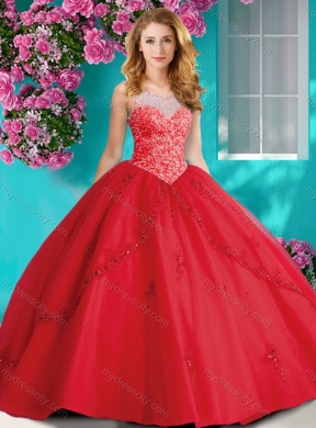 Elegant Beaded and Applique Unique Quinceanera Dress with See Through Scoop