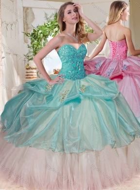 Gorgeous Beaded Bodice and Applique Big Puffy Unique Quinceanera Dress for 2016