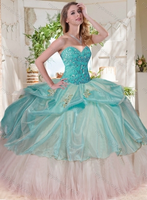 Gorgeous Beaded Bodice and Applique Big Puffy Unique Quinceanera Dress for 2016