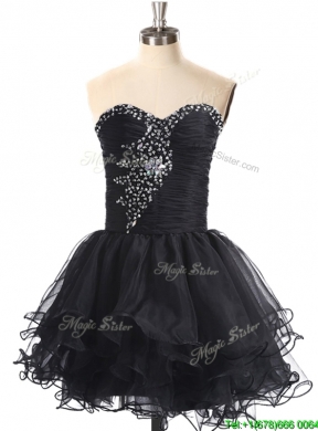 2016 Best Selling Beaded Black Prom Dress in Organza