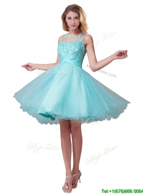 Classical See Through Bateau A Line Bridesmaid Dresses with Beading