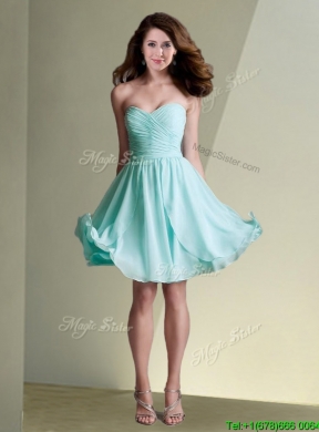 New Arrivals Empire Ruched Chiffon Short Dama Dress in Aqua Blue