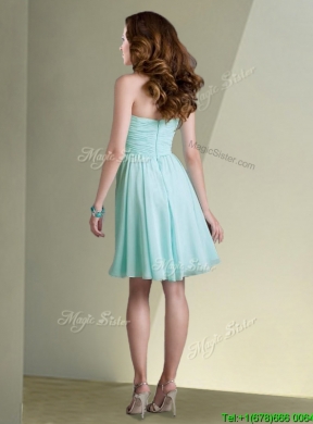 New Arrivals Empire Ruched Chiffon Short Dama Dress in Aqua Blue