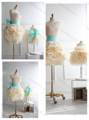 Designer Rolling Flowers Prom Dress with Sashes and Discount Scoop Little Girl Dress with Rolling Flowers