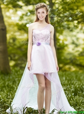 2016 New Style Laced Lavender Tulle Bridesmaid Dress For Summer