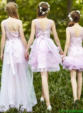 2016 New Style Laced Lavender Tulle Bridesmaid Dress For Summer