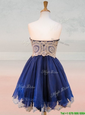 2016 Fashionable Organza Applique with Beading Bridesmaid Dress in Royal Blue