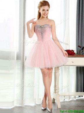 2016 Lovely Beaded and Sequined Short Bridesmaid Dress in Baby Pink