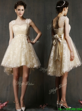 2016 New Arrivals A Line Short Prom Dress in Champagne