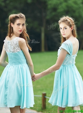 2016 Classical Mint Short Prom Dress with Appliques and Belt
