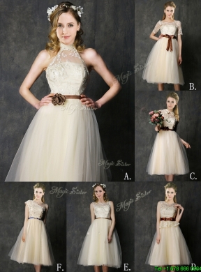 Beautiful One Shoulder Sashes and Appliques Bridesmaid Dress in Champagne