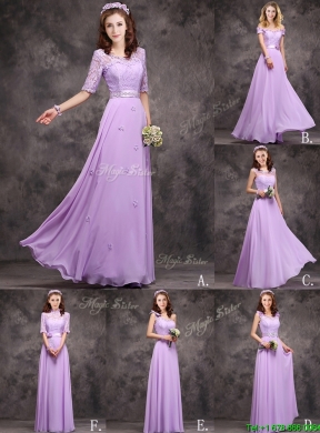 Beautiful See Through Applique and Laced Bridesmaid Dress in Lavender
