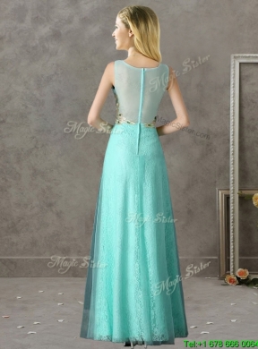 Cheap Beaded and Applique V Neck Bridesmaid Dress in Apple Green