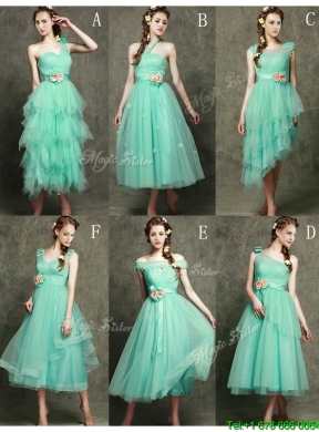 See Through Straps Prom Dress with Appliques and Hand Made Flowers