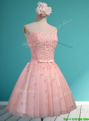 Exquisite Applique and Beaded Sweetheart Prom Dress in Mini Length