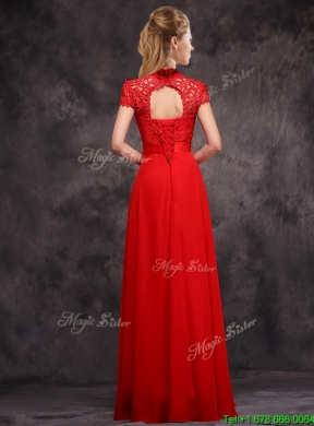 New Arrivals Applique and Laced High Neck Mother Dress in Red