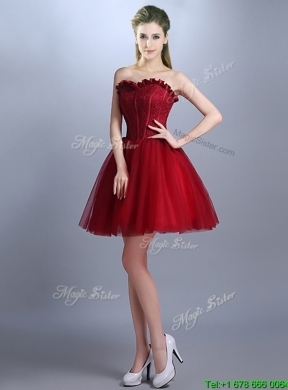 New Arrivals Laced Mini Length Prom Dress in Wine Red