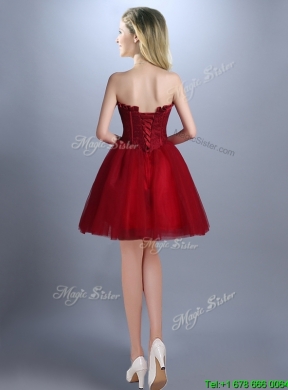 New Arrivals Laced Mini Length Prom Dress in Wine Red