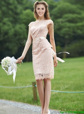 See Through Scoop Cap Sleeves Mother Dress with Sashes