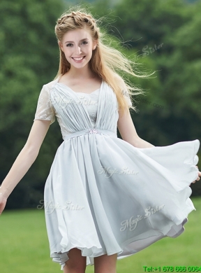 Elegant Sweetheart Short Sleeves Mother Dress with Belt and Lace